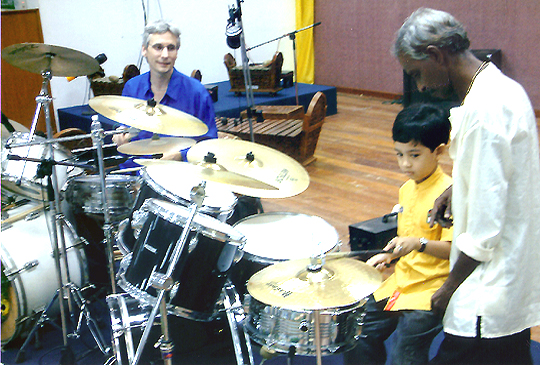 Drums duet with a young malay student!